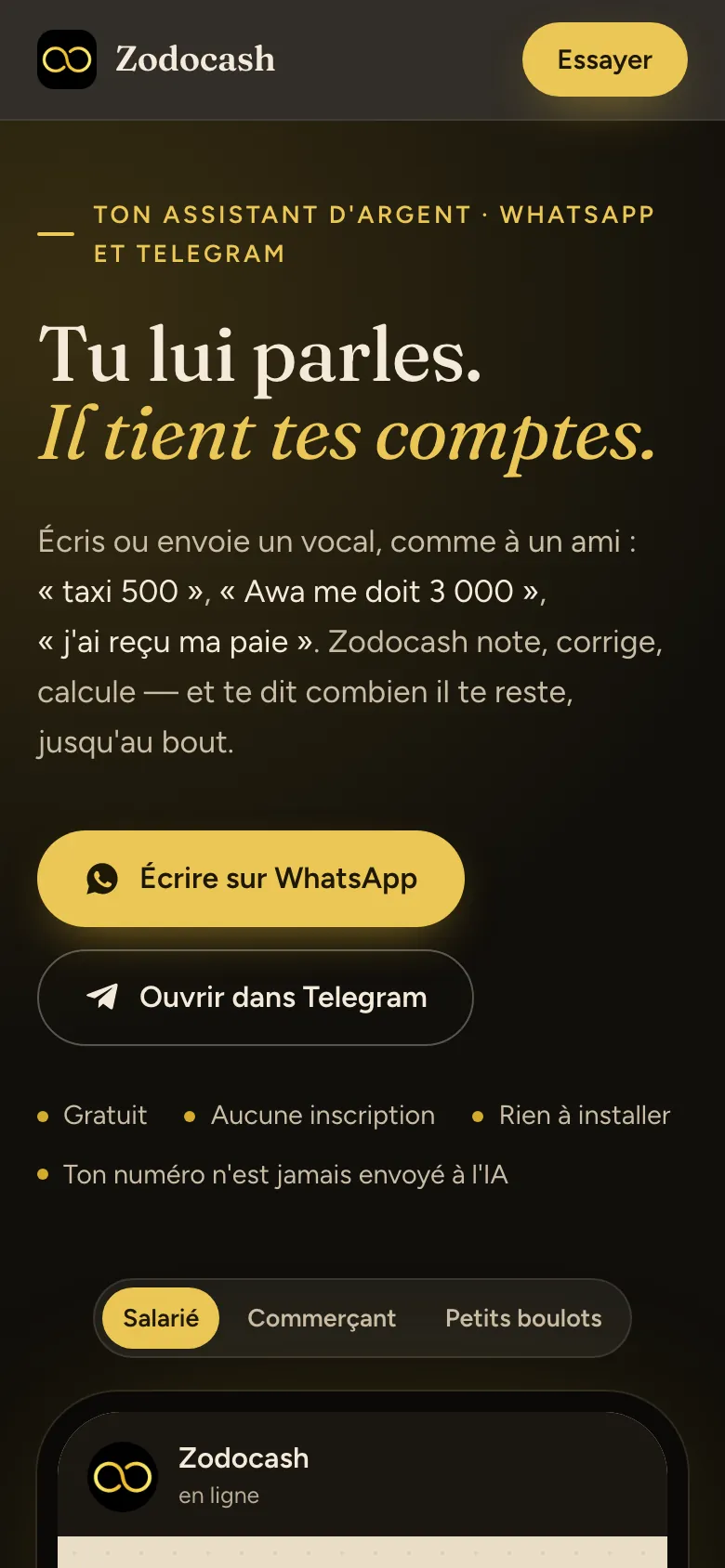 Zodocash sur téléphone