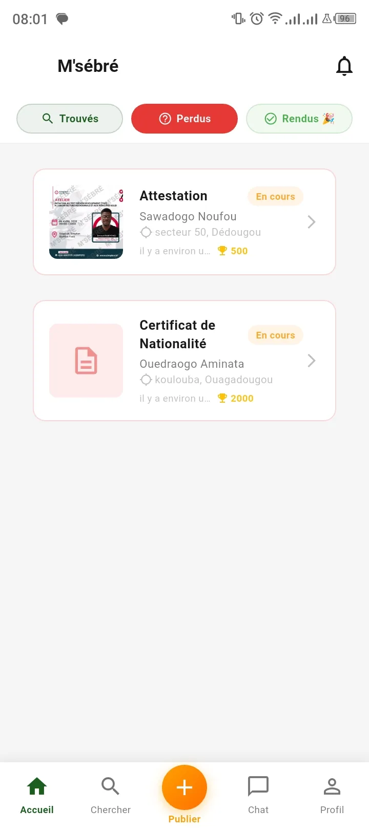 M'sébré, écran 2